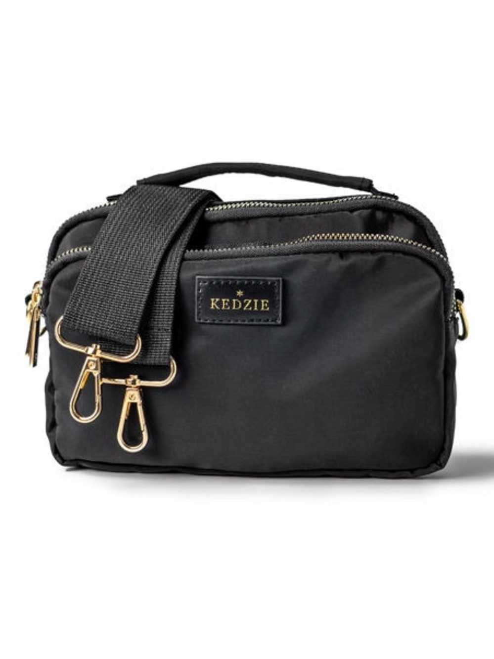 Kedzie Black Crossbody Bag with Gold Hardware